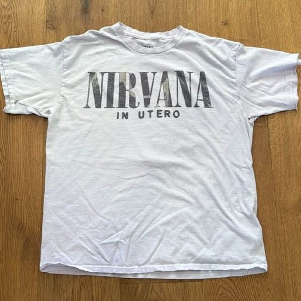 Vintage Style Nirvana In Utero Album Graphic Tee – Distressed Grunge Band Shirt